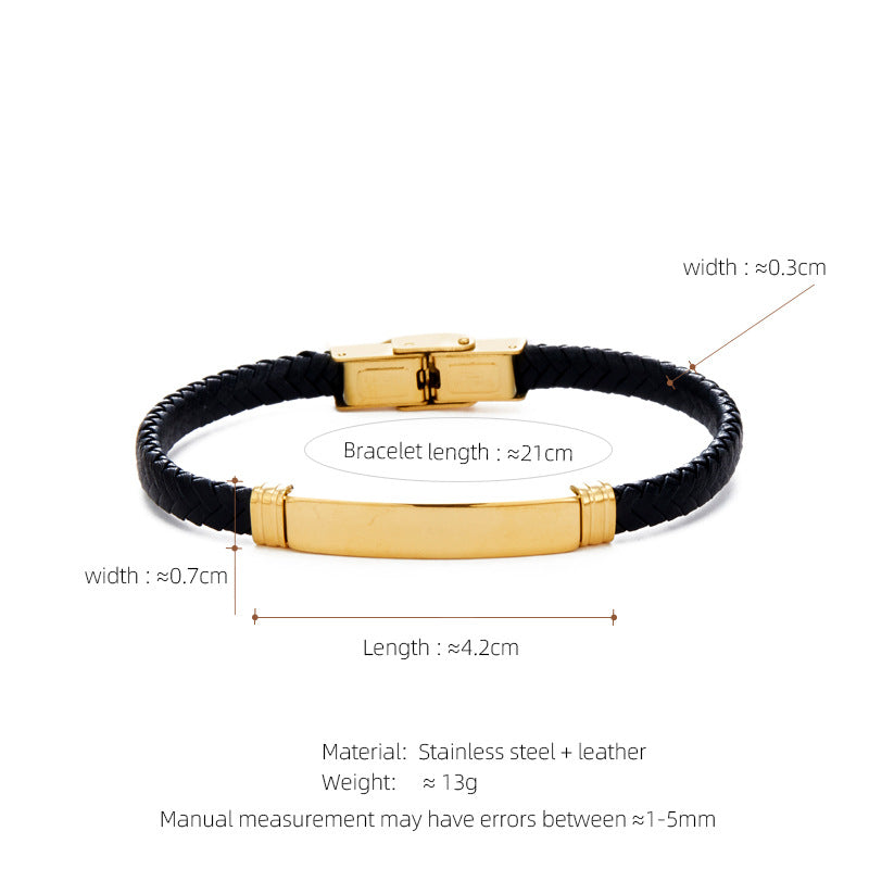 Leather & Steel Men's Bracelet