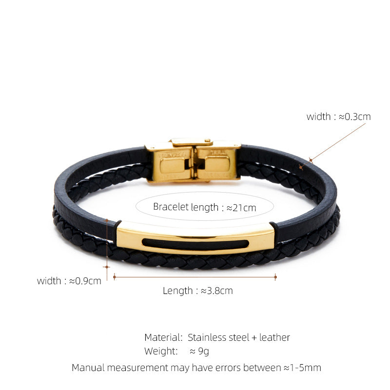 Leather & Steel Men's Bracelet