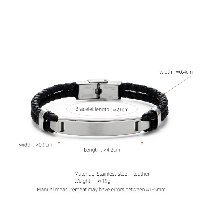 Leather & Steel Men's Bracelet
