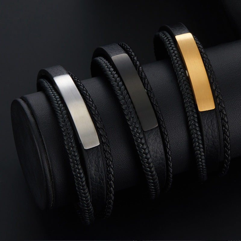 Leather & Steel Men's Bracelet