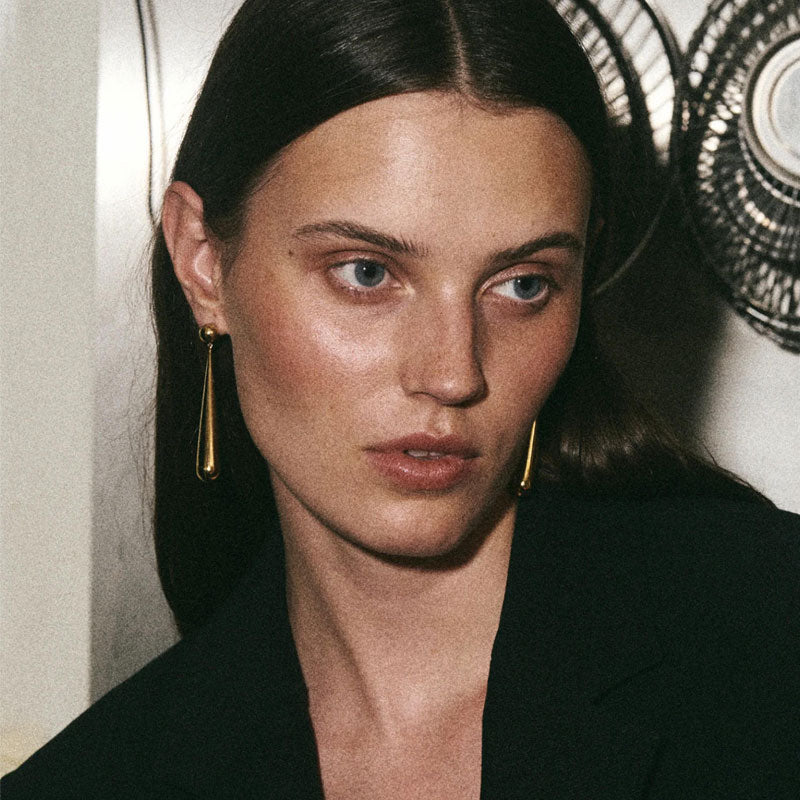 Fashionable Gold Minimalist Stainless Steel Drop Earrings for Women Long Waterdrop Ball Dangle Classic Style with Temperament