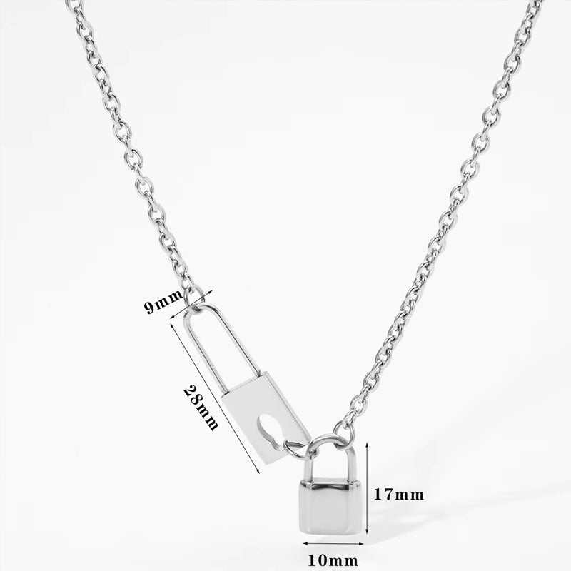 Wholesale 18K Gold Plated PVD Padlock Lock Pendant Necklace Romantic Style Women's Fashion Jewelry Collier En Acier Inoxydable