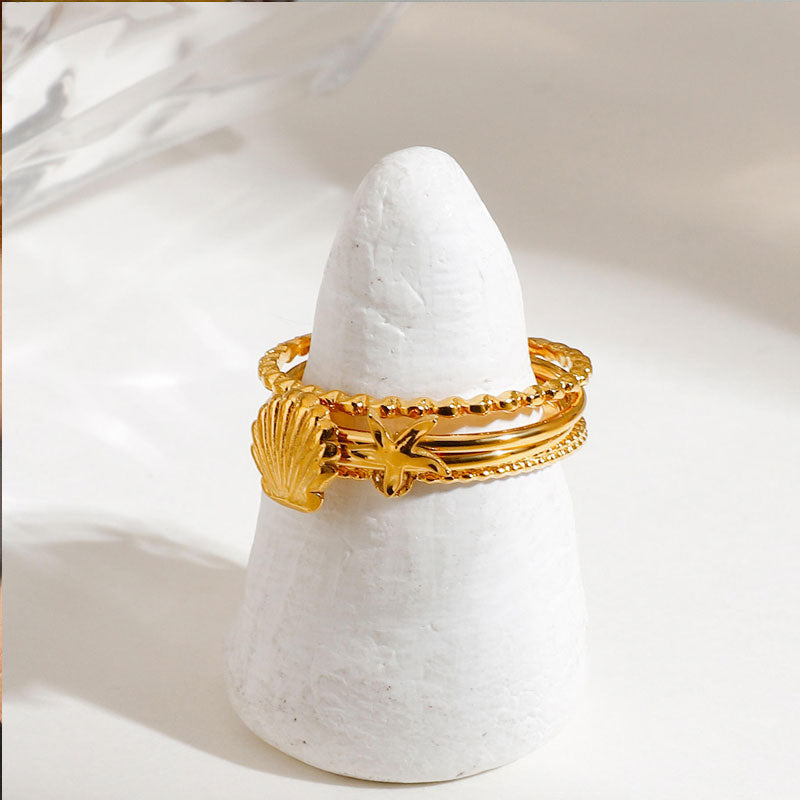 European and American Stainless Steel Shell Shaped Ring, High-end Ocean Series Ring, Stainless Steel Bracelet