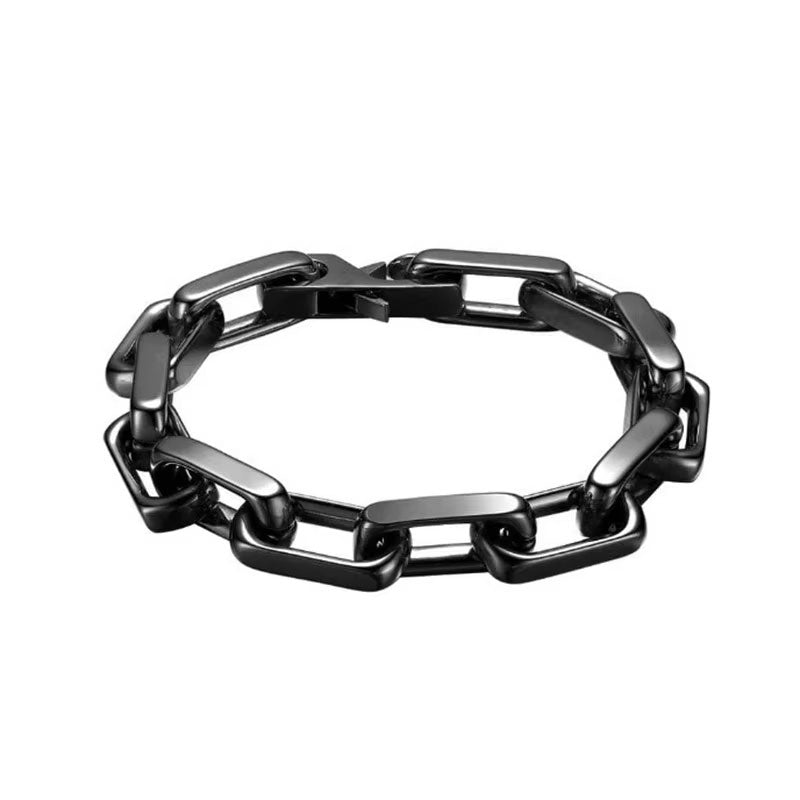 Chunky Hip Hop Style Highly Polished Fade-Resistant Rose Gold Plate Link Chucky Fashion Bangle Bracelet Jewelry for Women/Men's