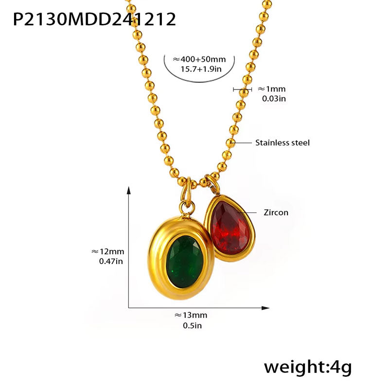 Wholesale Stainless Steel Necklace 18K Gold Plated Vintage Natural Stone Necklace for Girls