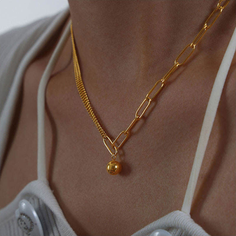 Trendy Waterproof Anti Tarnish Original Stainless Steel Women 's 14k 18k Gold Plated Pendant Necklace for Women Men