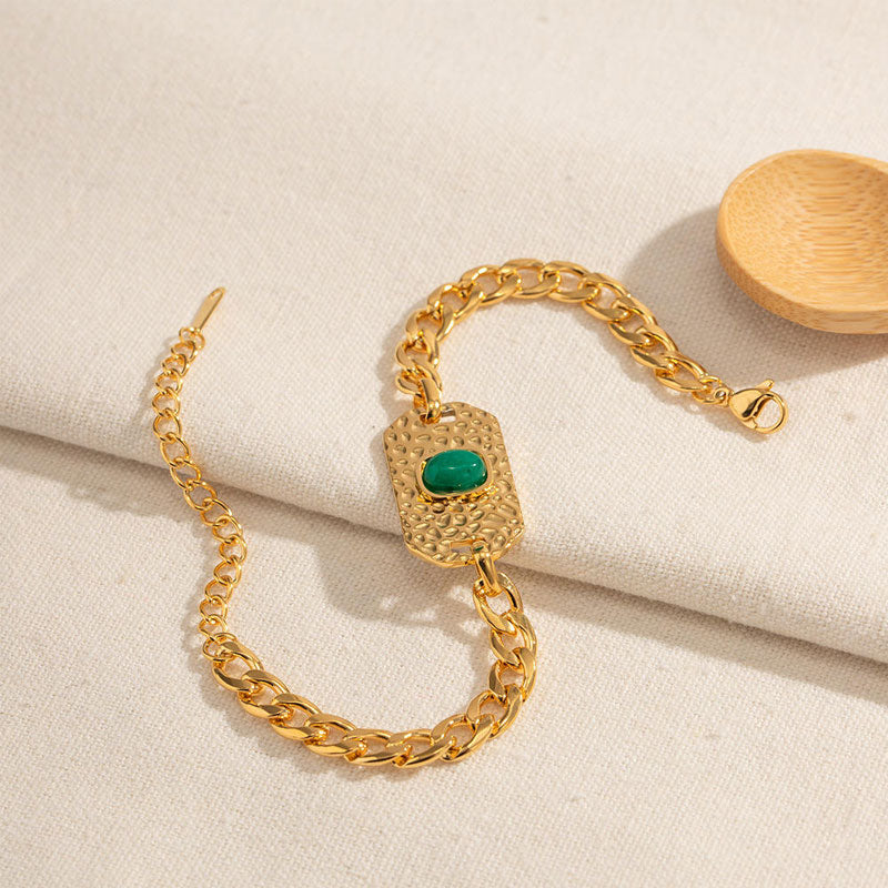 Fashionable 18K Gold-plated Stainless Steel Textured square Brand Bracelet Non Fading Women's Bracelet Manufacturer