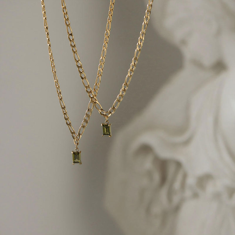 Women Vintage Jewelry 18K Gold Plated Stainless Steel Zircon Pendant Jewelry Necklace