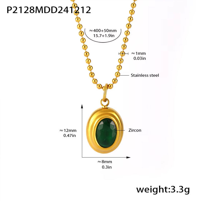 Wholesale Stainless Steel Necklace 18K Gold Plated Vintage Natural Stone Necklace for Girls
