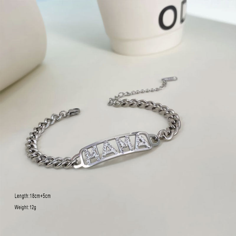 Fashionable 18K Gold-Plated Stainless Steel Hollow Letter Bracelet White Diamond Bracelet Manufacturer