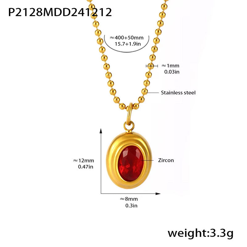 Wholesale Stainless Steel Necklace 18K Gold Plated Vintage Natural Stone Necklace for Girls