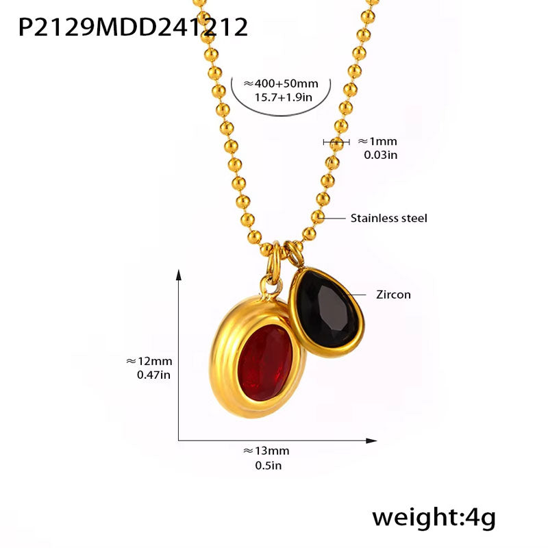 Wholesale Stainless Steel Necklace 18K Gold Plated Vintage Natural Stone Necklace for Girls