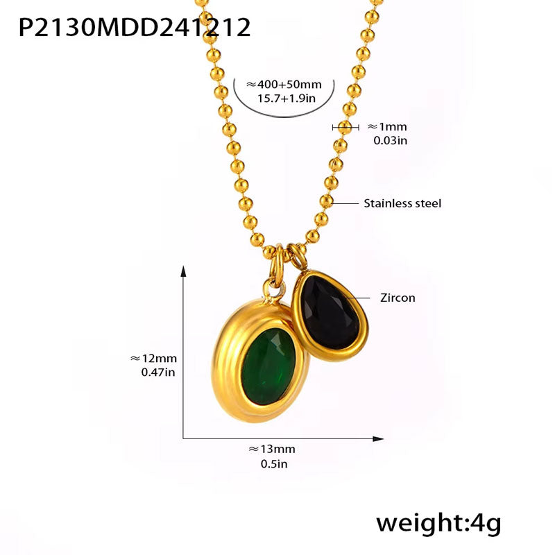 Wholesale Stainless Steel Necklace 18K Gold Plated Vintage Natural Stone Necklace for Girls