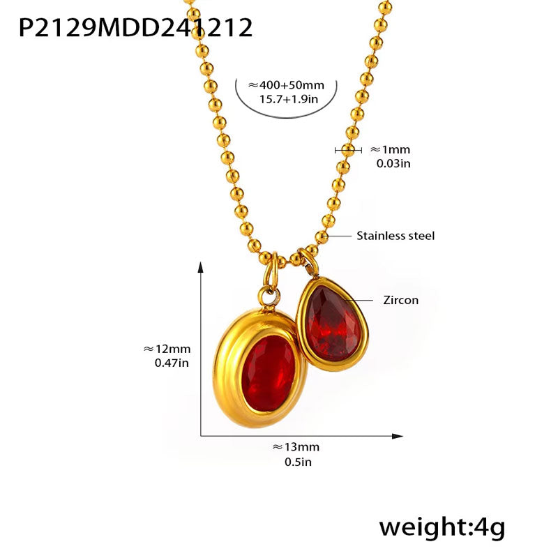 Wholesale Stainless Steel Necklace 18K Gold Plated Vintage Natural Stone Necklace for Girls