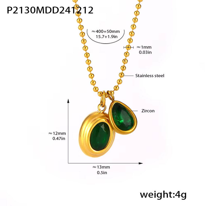 Wholesale Stainless Steel Necklace 18K Gold Plated Vintage Natural Stone Necklace for Girls