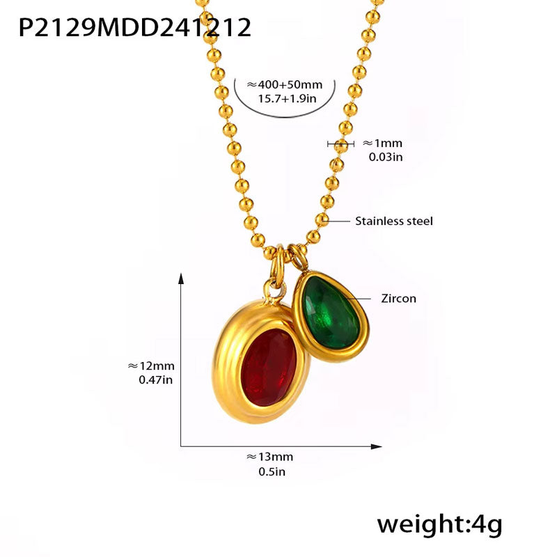 Wholesale Stainless Steel Necklace 18K Gold Plated Vintage Natural Stone Necklace for Girls