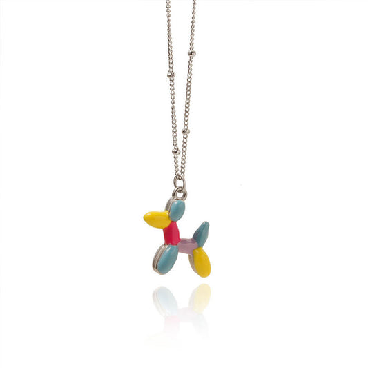 Cartoon Ball Dog Pendant Necklace Unisex Stainless Steel Clavicle Chain Contrast Candy Girl Design Drop Oil Feature for