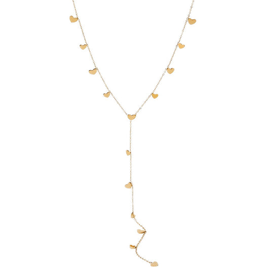 Classic No Fading Fine Chains 18K Gold Stainless Steel Women's Tassel Heart Pendant Necklace for Women
