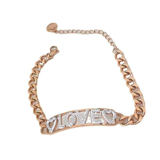 Fashionable 18K Gold-Plated Stainless Steel Hollow Letter Bracelet White Diamond Bracelet Manufacturer