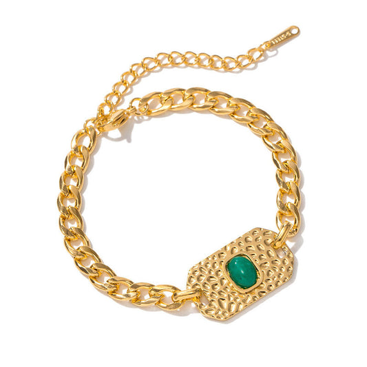 Fashionable 18K Gold-plated Stainless Steel Textured square Brand Bracelet Non Fading Women's Bracelet Manufacturer