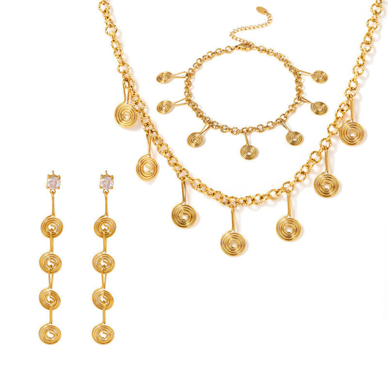 New Creative Thread Question Mark Tassel Earrings Necklace Anklet Set Stainless Steel Tarnish Free Waterproof Jewelry Gift