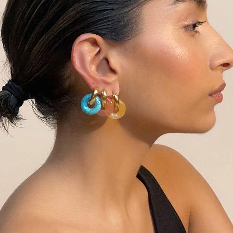 Stainless Steel Metal Cherry Cute Ear Studs Fashion Exquisite Golden Stud Earrings for Women Waterproof Jewelry