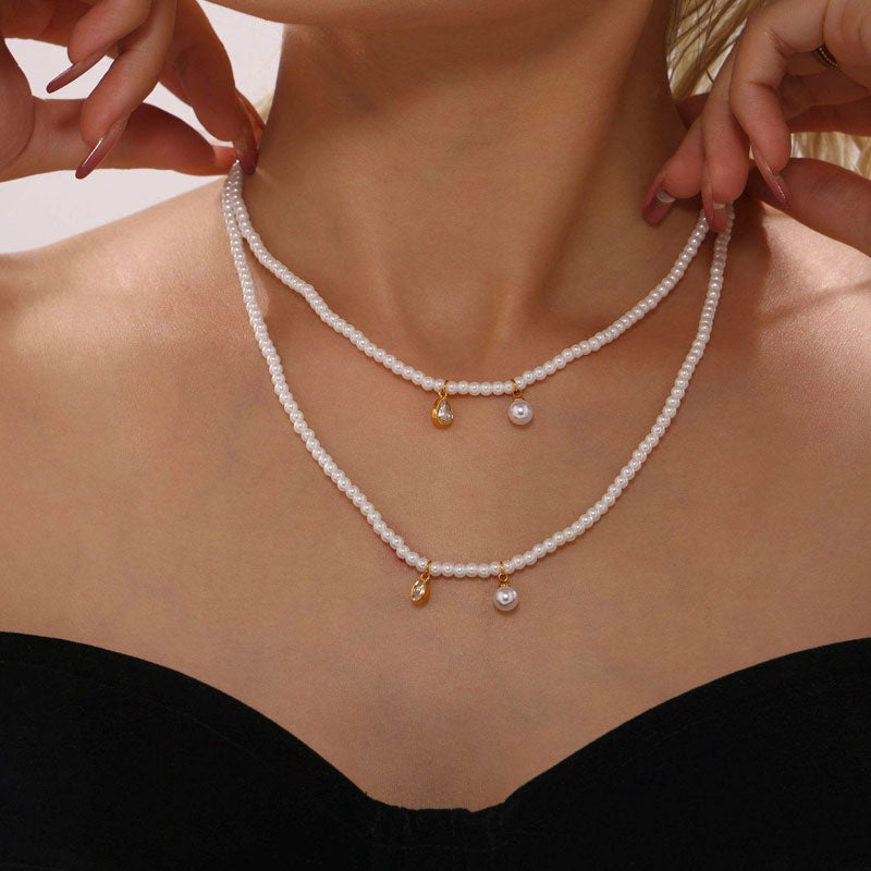High Quality Freshwater Pearl Stainless Steel Heart Pendant Choker Necklace for Women