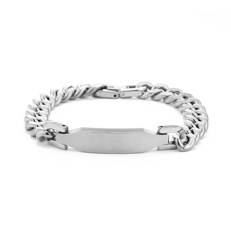 Fashion Wholesale Anti-Allergy Brush Finish Stainless Steel Blank Cuban Link High Quality Men Bracelet