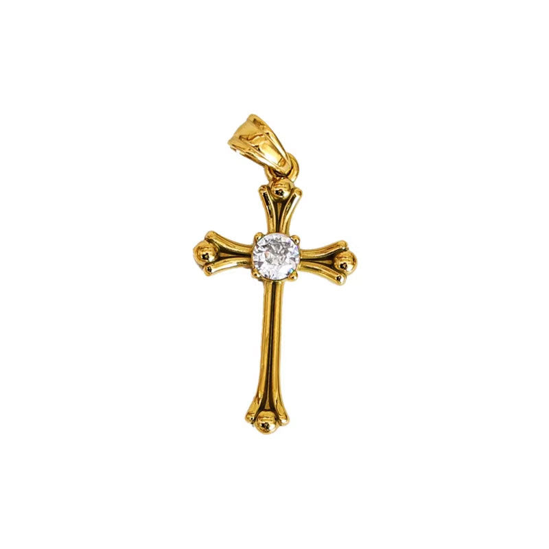 2025 New Design Wholesale Stainless Steel PVD 18K Gold Plated Waterproof Non-Tarnish Cross Pendant