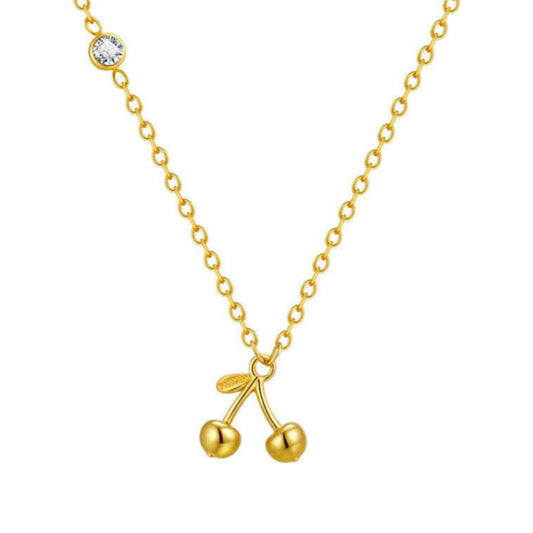 Classic No Fading Durable Gold Necklace 18k Real Cherry Zircon Fine Chains Stainless Steel Women's Necklace for Women