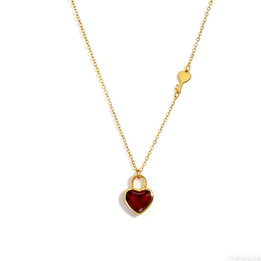 2025 New Design Wholesale Stainless Steel 18K Gold Plated Anti Tarnish Heart Pendant Necklace for Women