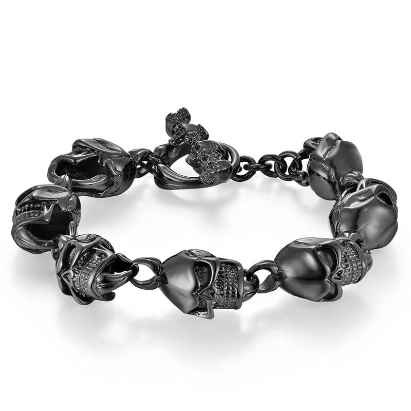 New Design Wholesale Punk Style Custom 316L Stainless Steel Skull Bracelet