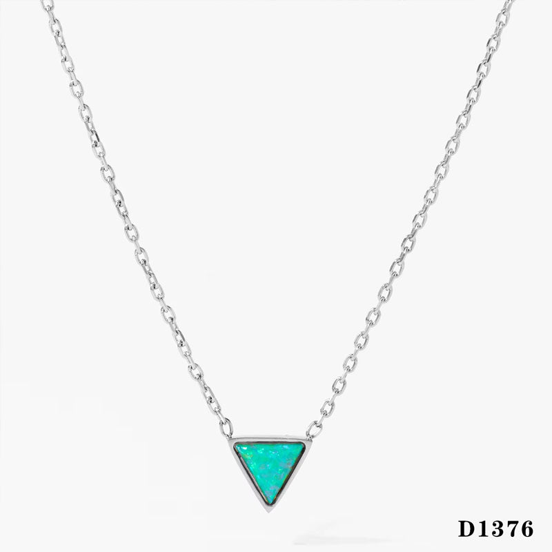 2025 Fashion 18K Gold Plated Stainless Steel Dainty Australian Triangle Natural Opal Necklace for Women