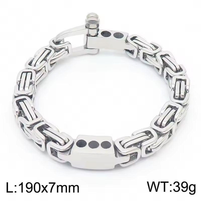 New Design Wholesale Men Custom Stainless Steel Byzantine Chain Bracelet