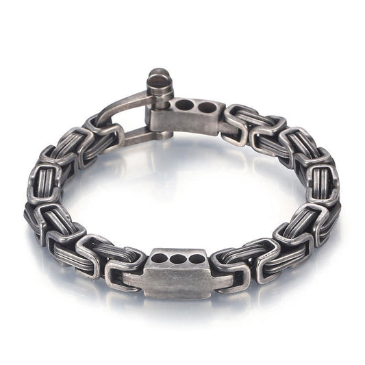 New Design Wholesale Men Custom Stainless Steel Byzantine Chain Bracelet