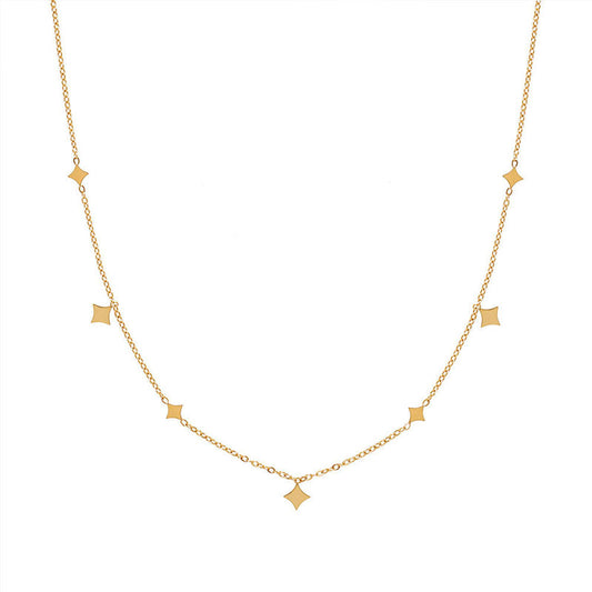 18K Gold Plated Tarnish Free Stainless Steel Exquisite Stars Small Short Chain New Summer Necklace Daily Jewelry for Girls