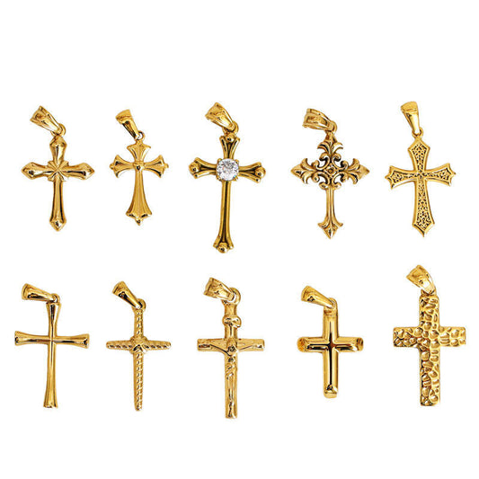 2025 New Design Wholesale Stainless Steel PVD 18K Gold Plated Waterproof Non-Tarnish Cross Pendant