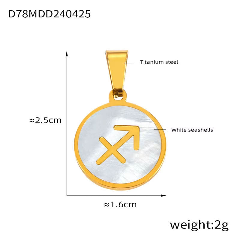 Hot Selling Constelation Round Brand Charm Joyas De Acero Inoxidable Al Por Mayor Stainless Steel 18K Shell DIY Accessories