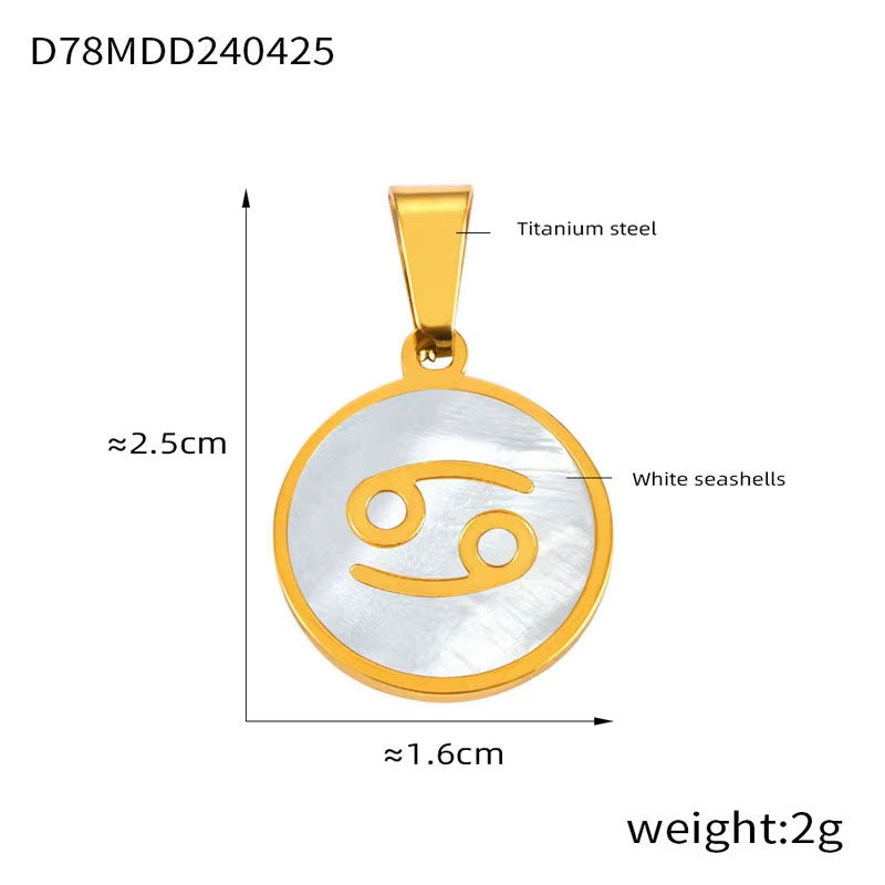 Hot Selling Constelation Round Brand Charm Joyas De Acero Inoxidable Al Por Mayor Stainless Steel 18K Shell DIY Accessories