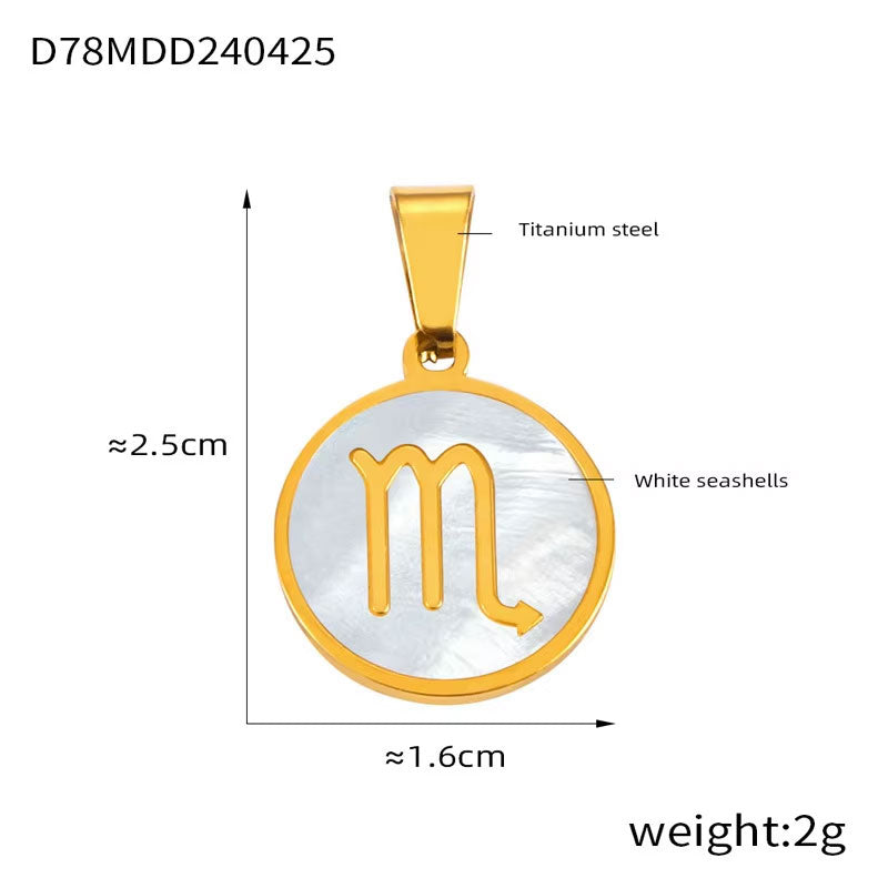 Hot Selling Constelation Round Brand Charm Joyas De Acero Inoxidable Al Por Mayor Stainless Steel 18K Shell DIY Accessories