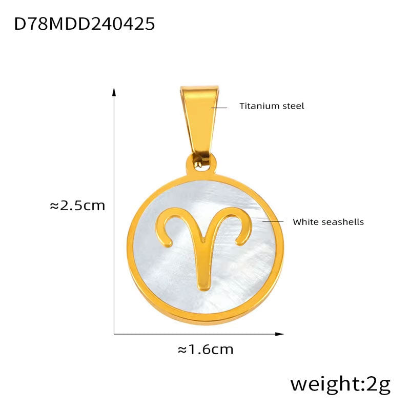 Hot Selling Constelation Round Brand Charm Joyas De Acero Inoxidable Al Por Mayor Stainless Steel 18K Shell DIY Accessories