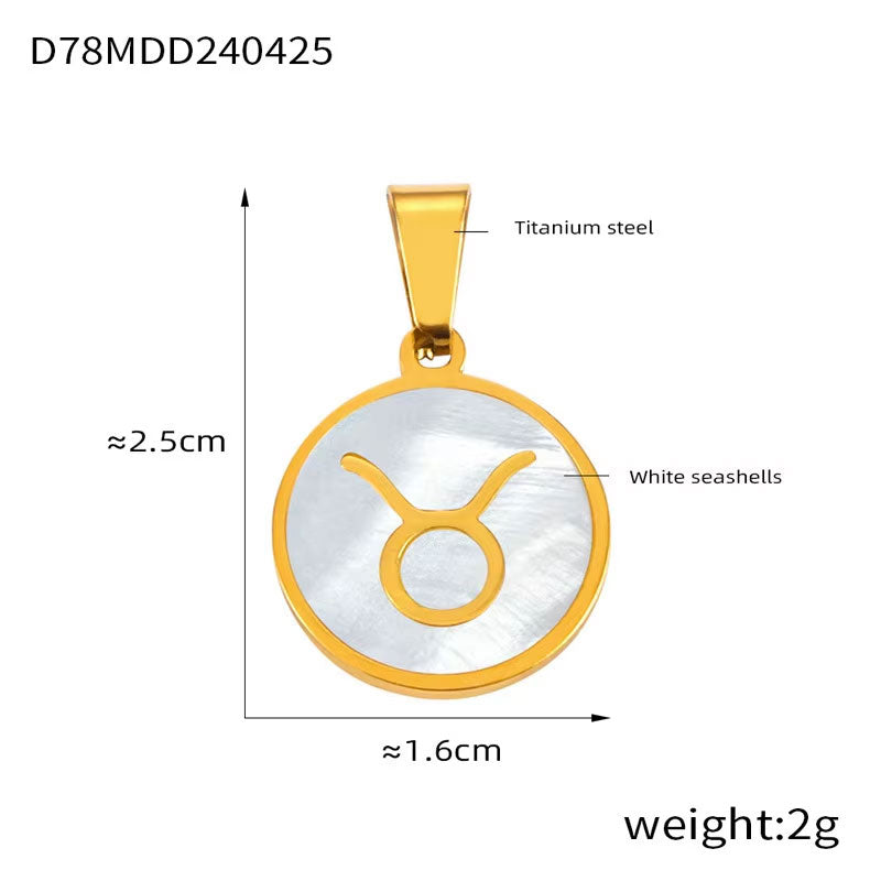 Hot Selling Constelation Round Brand Charm Joyas De Acero Inoxidable Al Por Mayor Stainless Steel 18K Shell DIY Accessories