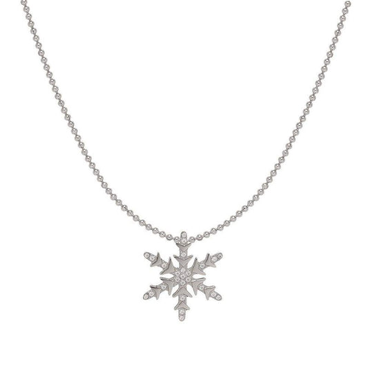 2025 New Hot Selling Ins Silver Necklace Rotatable Zircon Snowflake Christmas Gift Diamond Stone Mainly Stainless Steel Jewelry