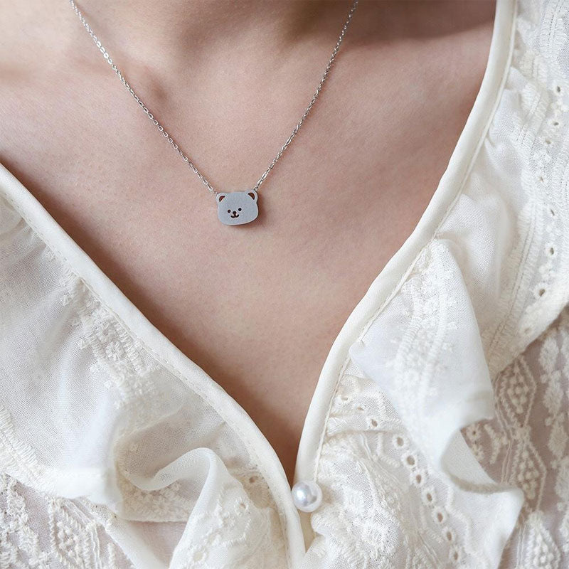 High Quality Simple Bear Shape Pendant 18K Gold-Plated Necklace Stainless Steel Chain Necklace