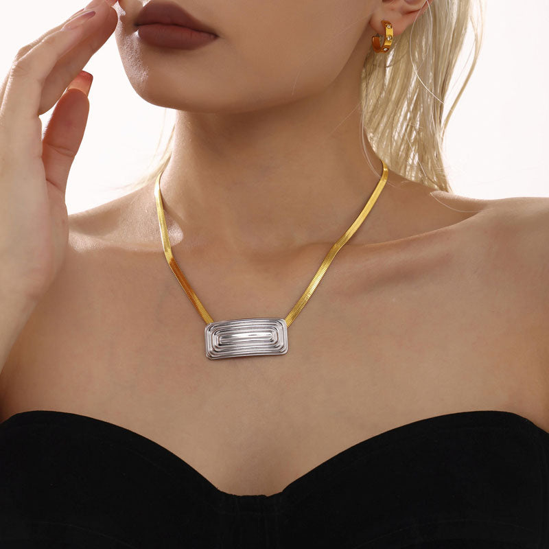 2025 Fashion Jewelry Manufacturer Wholesale Large Rectangular Zircon 18K Filled 316L Stainless Steel Necklace