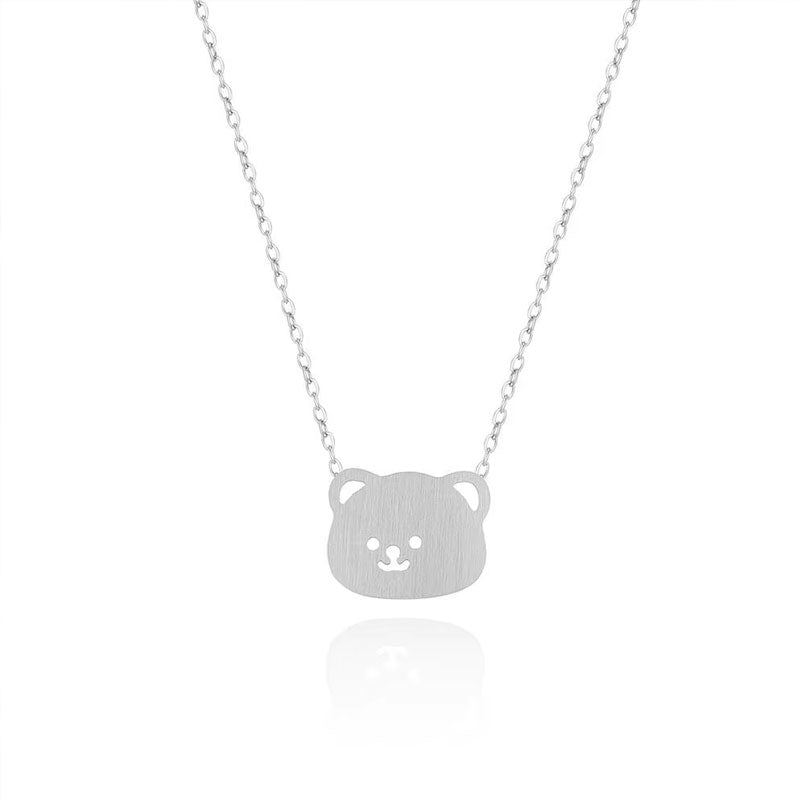 High Quality Simple Bear Shape Pendant 18K Gold-Plated Necklace Stainless Steel Chain Necklace