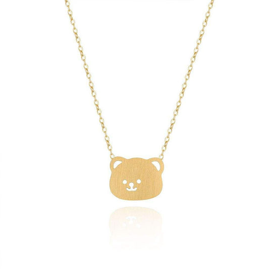 High Quality Simple Bear Shape Pendant 18K Gold-Plated Necklace Stainless Steel Chain Necklace