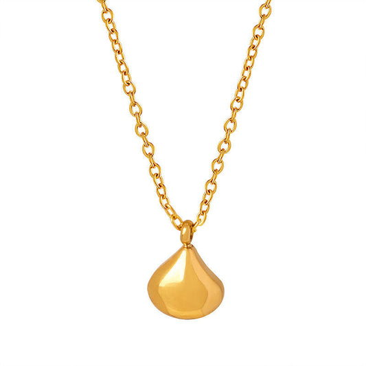 Wholesale Stock Romantic Stainless Steel Water Drop Pendant Necklace 18K Gold Plated Commuter Necklace for Women Colliers Femmes