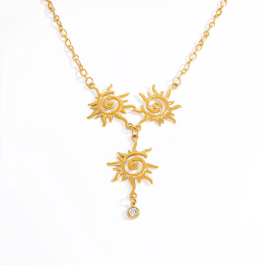 Fashion Design Sun Totem Pendant Earrings Retro Ethnic Style Body Chain Necklace Wholesale