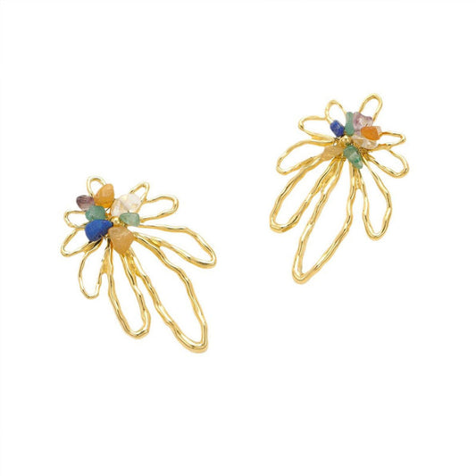 Exaggerated Fade Resistant Hollowed-Out Flower Fine Jewelry Stud Earrings Stainless Steel Fashion Floral Earrings for Women